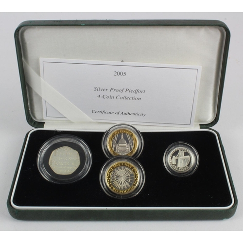 266 - Silver Proof Piedfort Set 2005. the four coin set aFDC in the green box of issue with certificate. (... 