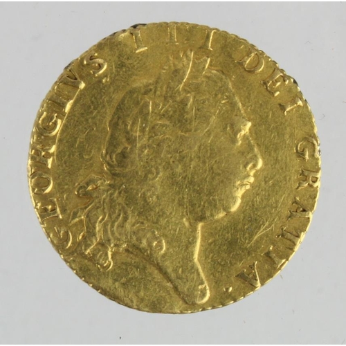 29 - Half Guinea 1798/7, ex-mount F/GF, slightly crinkled.