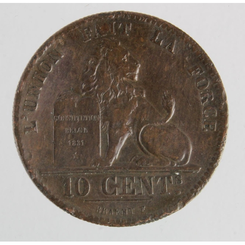 302 - Belgium copper 10 Cents 1848/38, VF, edge knocks.