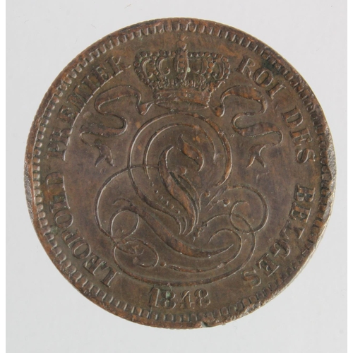 302 - Belgium copper 10 Cents 1848/38, VF, edge knocks.