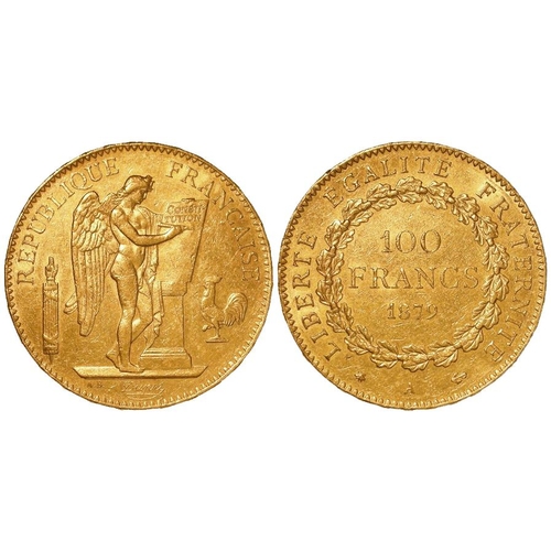 311 - France, gold 100 Francs 1879A, nEF (0.9334 troy oz AGW)