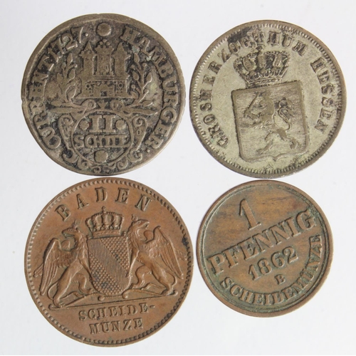 314 - German States Minors (4) of Baden, Hessen, Hamburg etc, 18th-19thC, VF