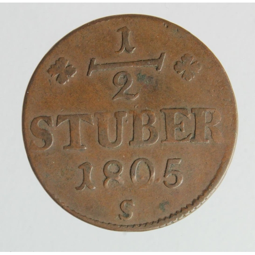316 - German States, Berg copper 1/2 Stuber 1805S, nVF