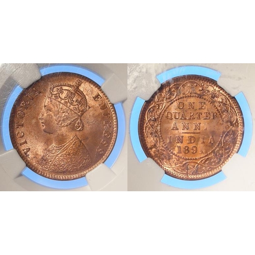 325 - India 1/4 Anna 1891(c) slabbed NGC MS 64 RB