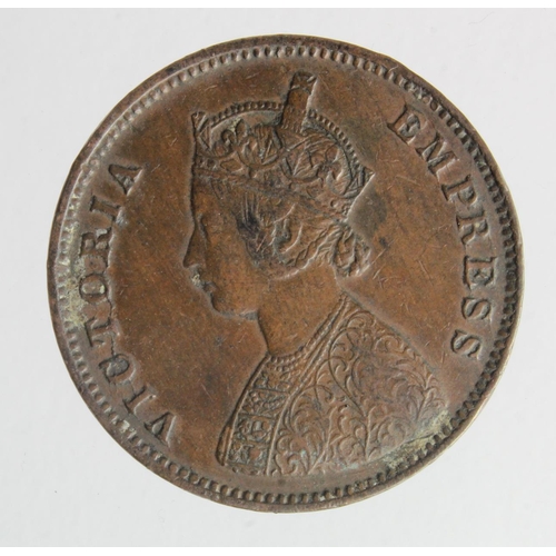 326 - India copper Half Anna 1877 VF
