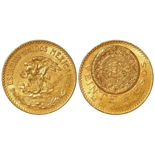 335 - Mexico gold 20 Pesos 1918 EF (0.4822 troy oz AGW)