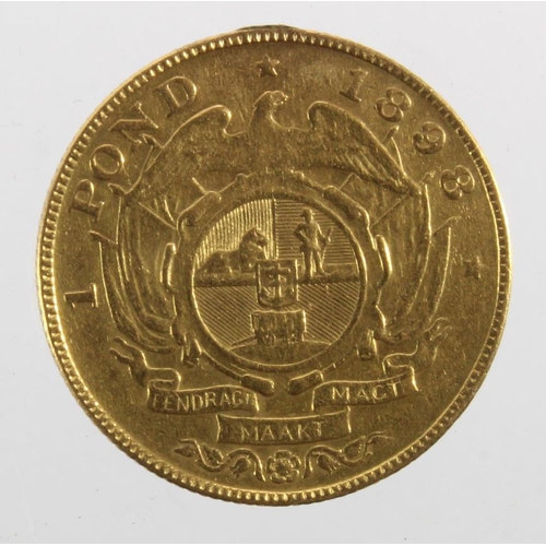 338 - South Africa gold Pond 1898, cleaned ex-mount nVF. (0.2352 troy oz AGW)