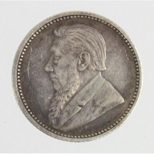 344 - South Africa Sixpence 1895 (scarce date) toned VF, light scratches.