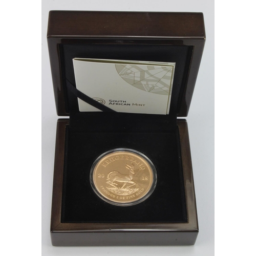 345 - South Africa Two Ounce Krugerrand 2018 Proof FDC boxed as issued