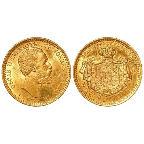 348 - Sweden gold 20 Kronor 1898 EB, KM# 748, AU, some contact marks.