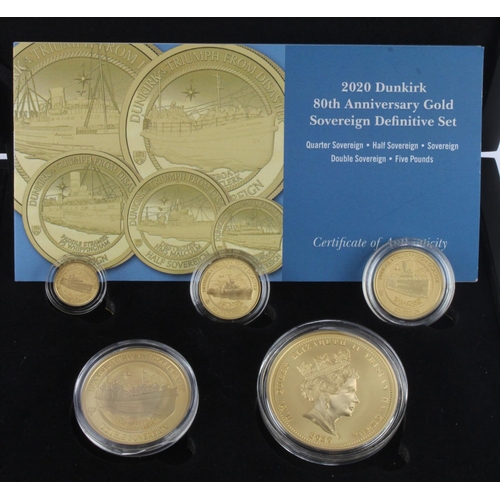 351 - Tristan Da Cunha Five coin gold set 2020 (Five Pounds - Quarter Sovereign) 