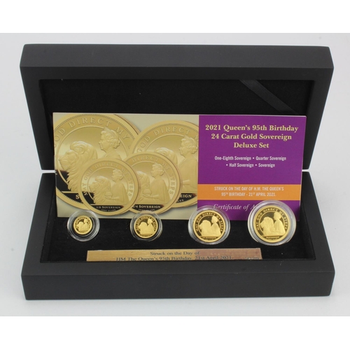 352 - Tristan Da Cunha Four coin gold (24ct) set 2021 (Sovereign, Half Sovereign, Quarter Sovereign & Eigh... 