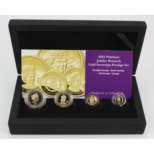 353 - Tristan Da Cunha Four coin gold / platinum set 2022 (Sovereign, Half Sovereign, Quarter Sovereign & ... 