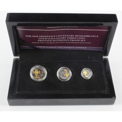 356 - Tristan Da Cunha three coin gold set 2018 (Sovereign, Half Sovereign & Quarter Sovereign) 