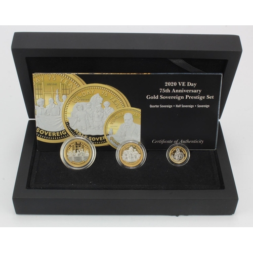 358 - Tristan Da Cunha Three coin gold set 2020 (Sovereign, Half Sovereign & Quarter Sovereign) 