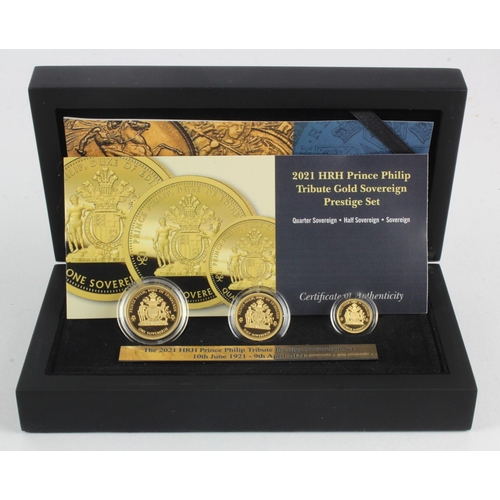 359 - Tristan Da Cunha three coin gold set 2021 (Sovereign, Half Sovereign & Quarter Sovereign) 