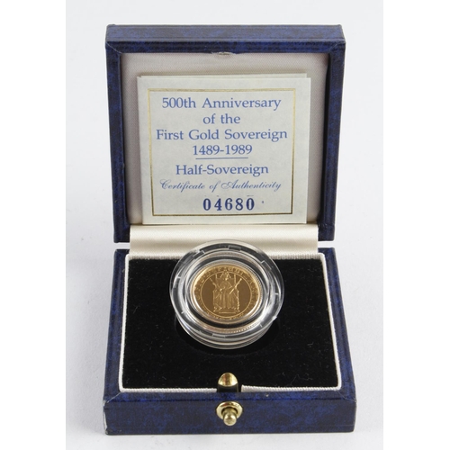 48 - Half Sovereign 1989 proof FDC with cert, in a slightly later replacement case.