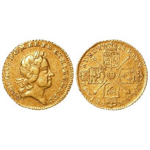 69 - Quarter Guinea 1718, GVF a few tiny marks.