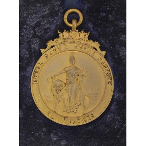 766 - Mappin & Webb bronze Royal Navy & Royal Marines Championship Prize Medal, 1 mile 3rd place 1924. d.3... 