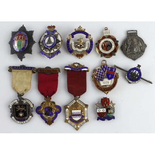 769 - Masonic Jewels & Badges (11) silver and silver-gilt, most hallmarked and enamelled; 1919 to 1938 var... 