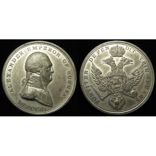 789 - Russian Commemorative Medal, white metal d.44mm: ALEXANDER EMPEROR OF RUSSIA, MDCCCXIII (1813) signe... 