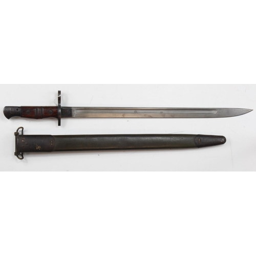 811 - Bayonet, a good Pattern '17 US WW1 bayonet, ricasso with Eagle 22 US & Flaming Grenade. On reverse 