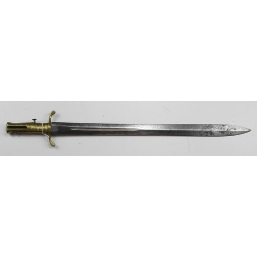 822 - Pattern 1837 Brunswick Sword Bayonet, double edged spear point blade 21.5