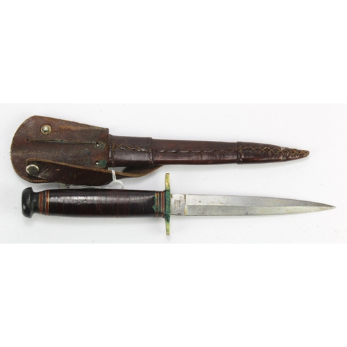 826 - Post WW2 period Fighting Knife by William Rodgers (Out My Way) stiletto type blade 5.5