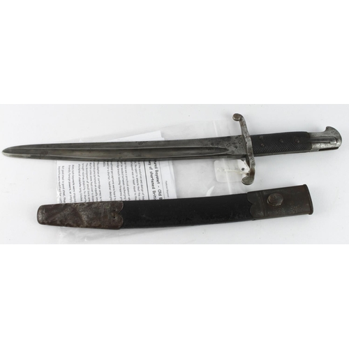 837 - Bayonet pat 1953 Artillery Yataghan officially shortened to 12 inches with the tip rounded and ring ... 