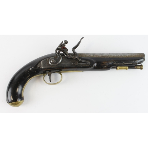 849 - Flintlock pistol lock signed Barnett with military proofs to the barrel.