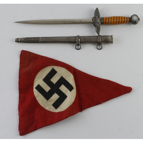 853 - German 3rd Reich miniature 2nd Pattern Luftwaffe Dagger with scabbard, swastikas removed, blade make... 