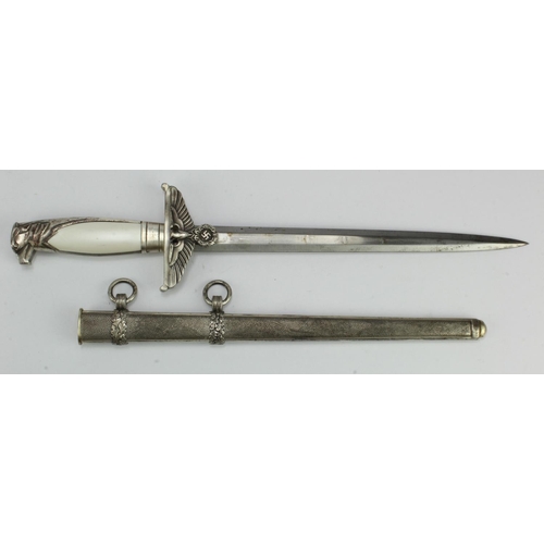 858 - German Diplomats dagger, a vintage quality post war example, maker marked blade, with scabbard.