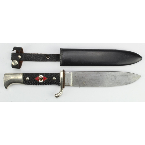 860 - German Hitler Youth dagger, feint Blut und Ehre motto, RZM etc matked, with scabbard.