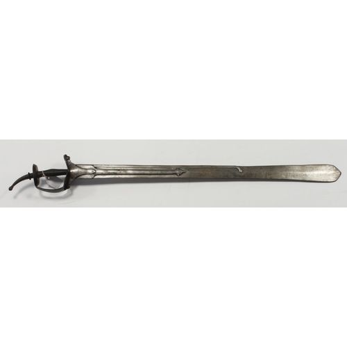 877 - Indian 19th century Tulwar sword with straight heavy reinforced blade unusual sword.