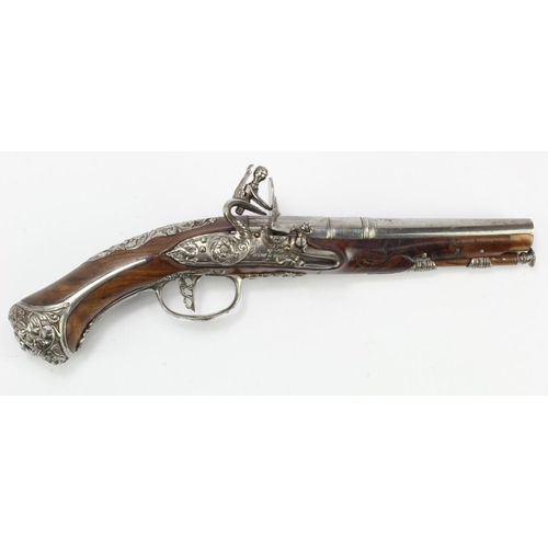 880 - Ornate high quality flintlock belt pistol by LAZARINO. Ornate lock marked 