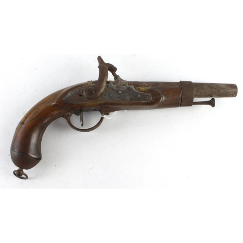 884 - Pistol, an unmarked Military percussion pistol, in the French / Belgian military half stocked type. ... 