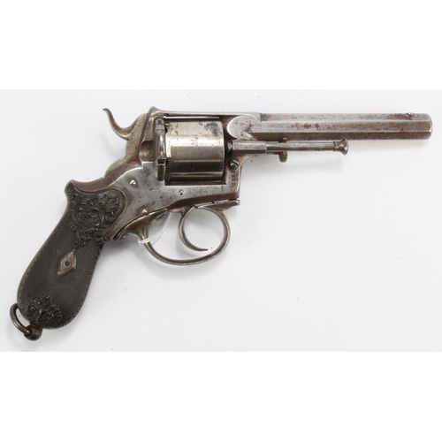 896 - Revolver, a .376/80 bore, six shot rimfire private purchase revolver c1870, unmarked but looks simil... 