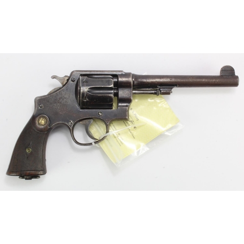 909 - Smith & Wesson 6 shot WW1 Service Revolver, hand ejector, Calibre .455. S & W Springfield address to... 