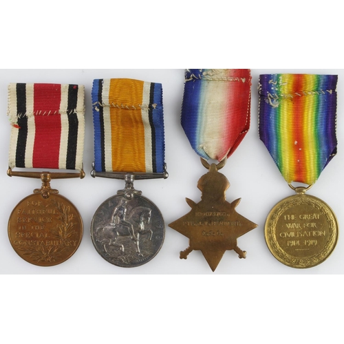 946 - 1915 Star Trio (M2-073760 Pte J W Beaumont ASC) A.Sjt on pair. Plus GVI Special Constabulary Medal (... 