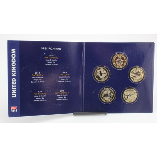 163 - Change Checker: Royal Air Force £2 Coin Collecting Pack 2018, complete set of 5 issues BU in folder.