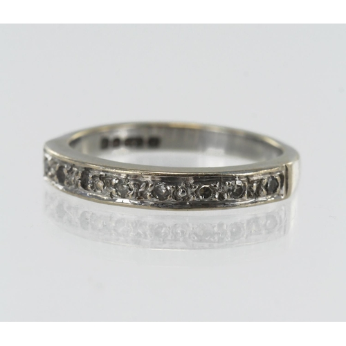 106 - 18ct white gold diamond half eternity ring, eight single cut diamonds, TDW approx. 0.08ct, finger si... 