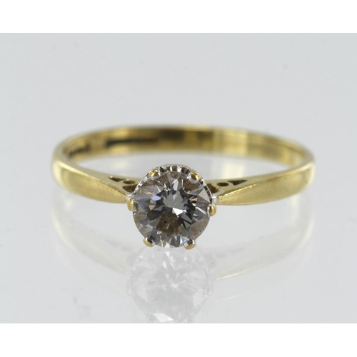 120 - 18ct yellow gold diamond solitaire ring, round brilliant cut approx. 0.42ct, estimated colour approx... 