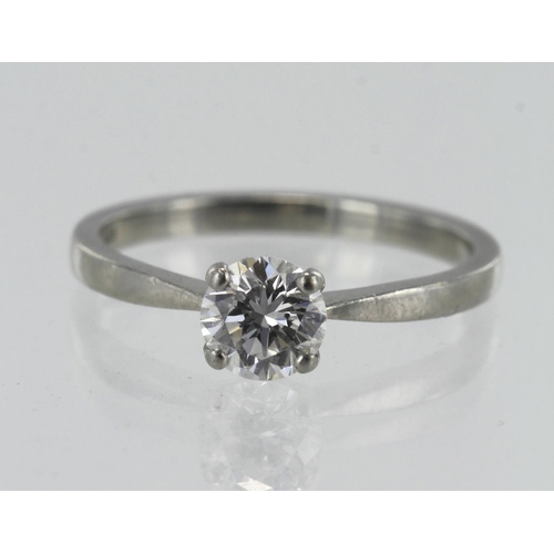 173 - Platinum certificated diamond solitaire ring, certificated by the GIA with inscribed girdle, round b... 