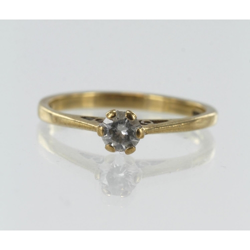 191 - 9ct yellow gold diamond solitaire ring, one round brilliant cut approx. 0.35ct, estimated colour app... 