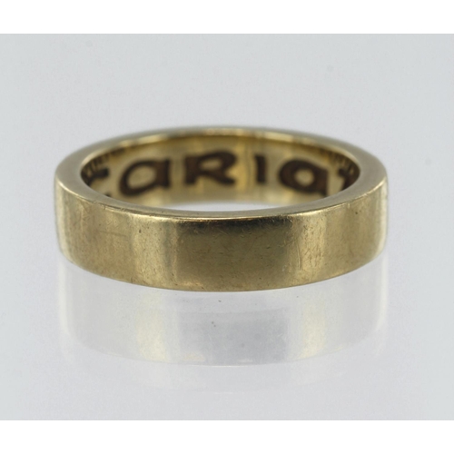 192 - 9ct yellow gold Clogau Cariad wedding ring, 4mm square shank, interior inscribed with 'cariad', fing... 