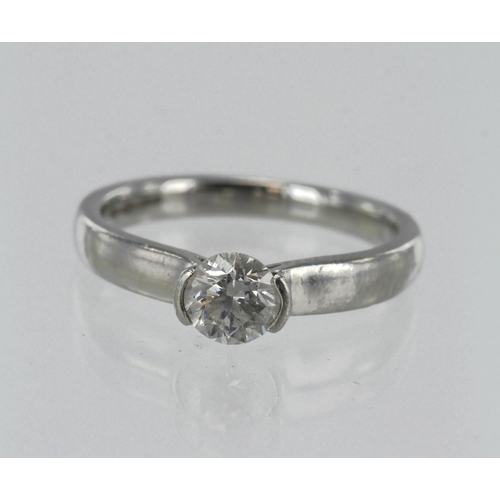 27 - Platinum diamond solitaire ring, one round brilliant cut approx. 0.45ct, estimated colour approx. F-... 