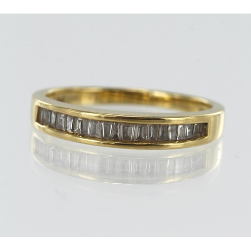 51 - 18ct yellow gold diamond half eternity ring, set with tapered baguette cuts, TDW approx. 0.25ct, cha... 