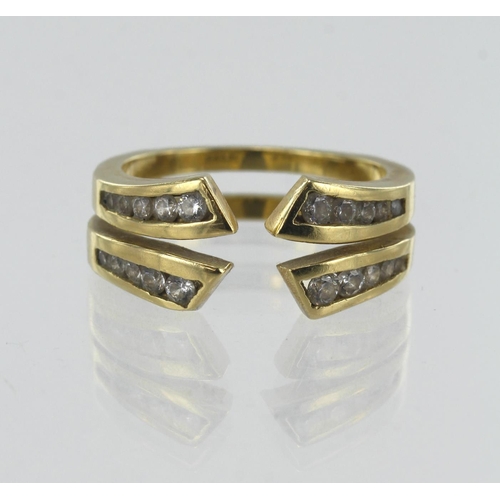 59 - Yellow gold (tests 18ct) diamond dress ring, set with twenty graduating round brilliant cuts TDW app... 
