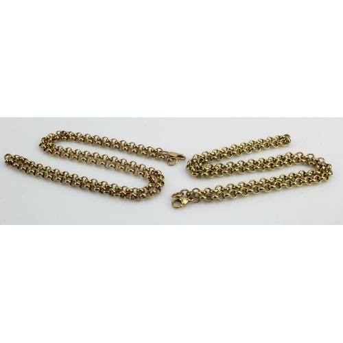 643 - Two 9ct yellow gold belcher linked chains, lengths 20