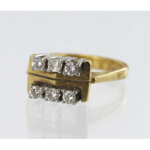8 - 18ct yellow gold diamond dress ring, set with six round brilliant cut diamonds, TDW approx. 0.30ct, ... 